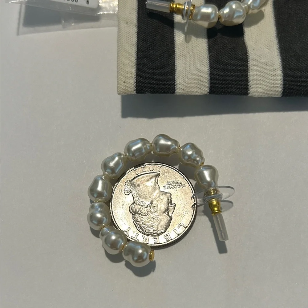 Lele Sadoughi Gold and White Faux Pearl Earrings